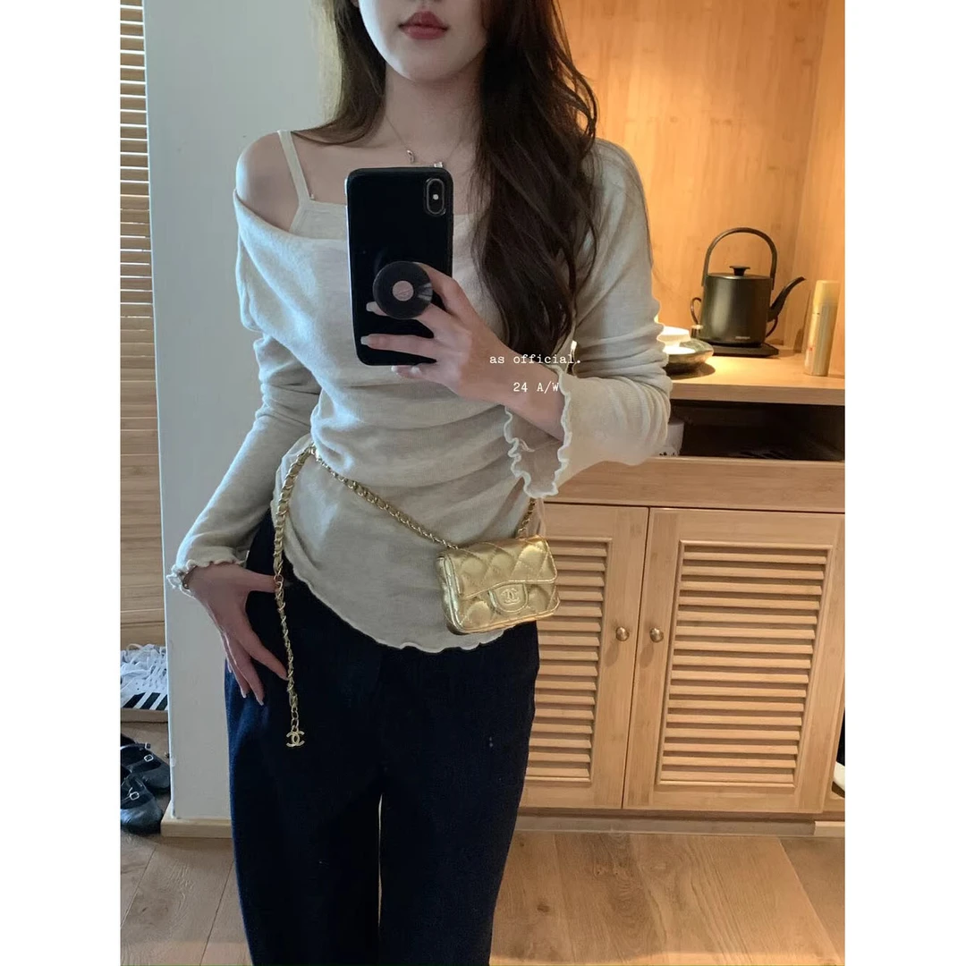 AS OFFICIAL博主穿搭欲感拿捏了~荡领/露肩！一衣多穿小衫针织衫