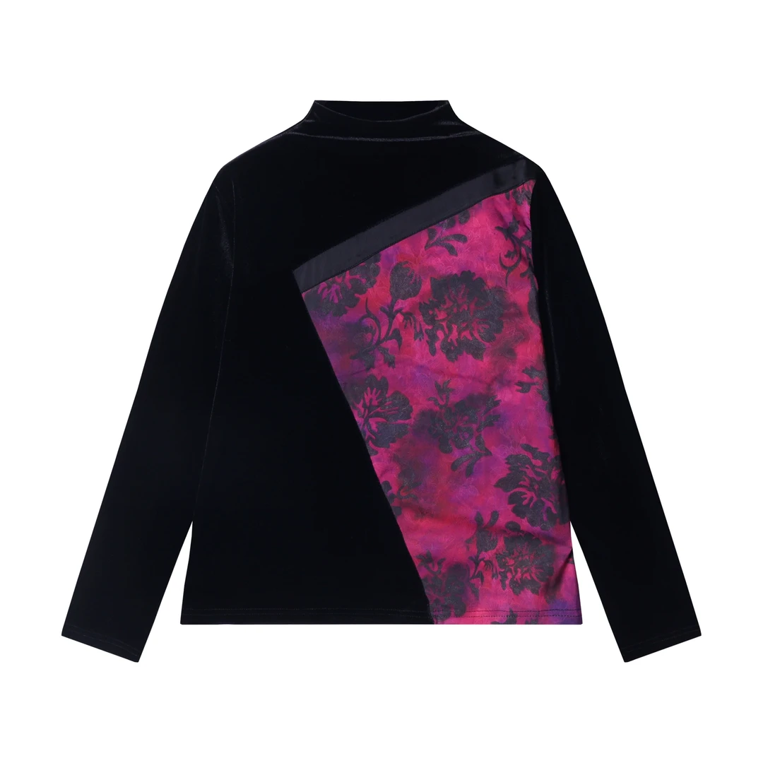 新款时尚个性绒面撞色立领套头卫衣休闲百搭潮流打底衫T1976