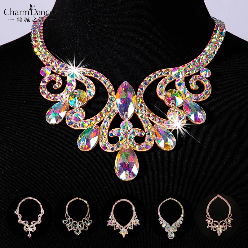 倾城之舞新款肚皮舞项链全手工烫钻舞台表演饰品比赛肚皮舞服装