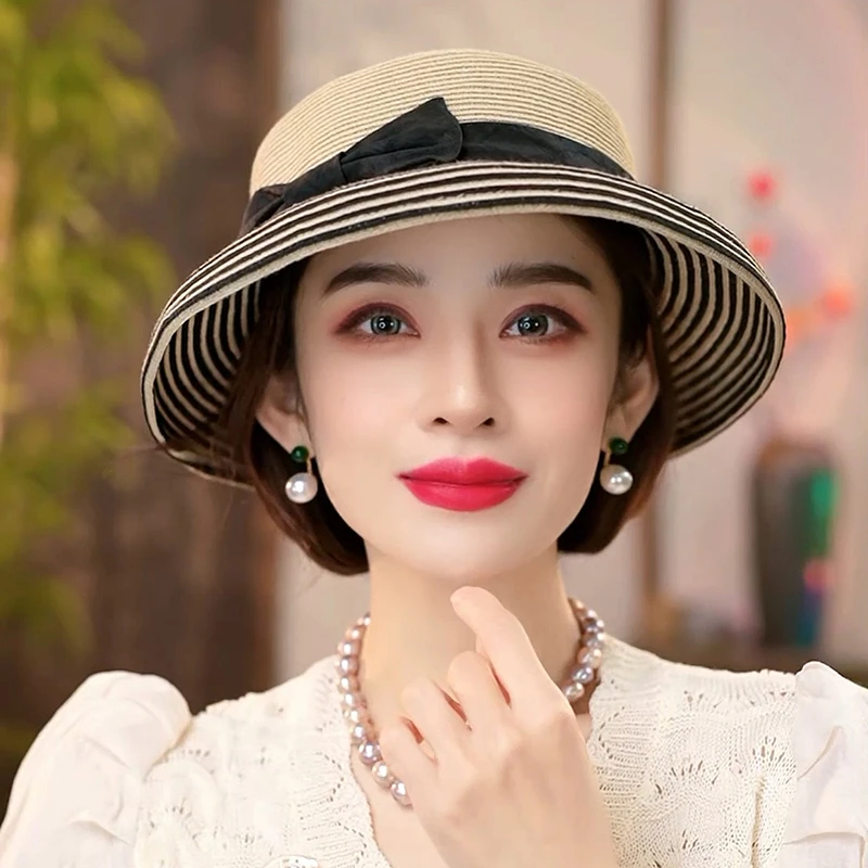 布塔香云纱草帽女士夏季防晒防紫外线遮阳帽海边太阳帽百搭PT1225