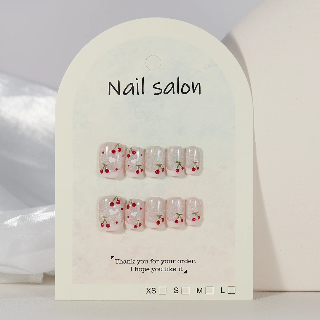 【樱桃小丸子】学生穿戴甲爆闪猫眼美甲可拆卸莫奈花园美甲穿戴甲片