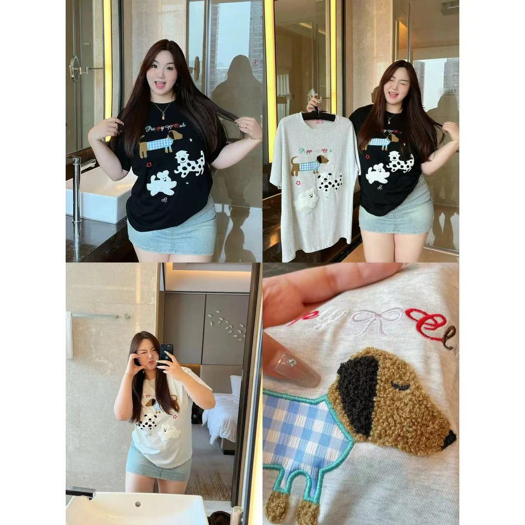 卤蛋公主【腊肠狗T】夏季百搭小众宽松卡通韩版设计感休闲时尚印花