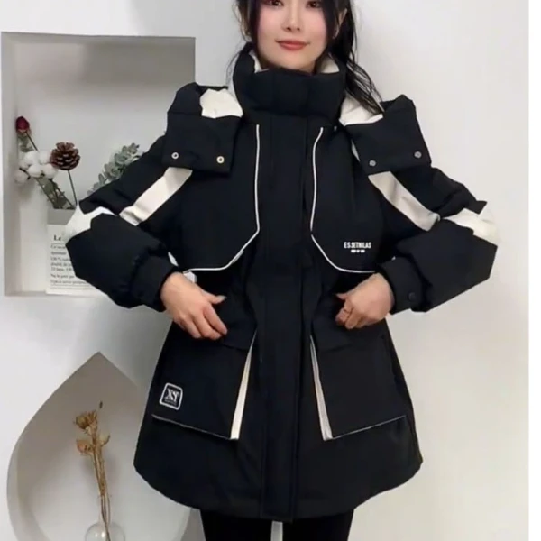 冲锋衣短款羽绒服女装冬季新款收腰显瘦白鸭绒加厚保暖派克服外套