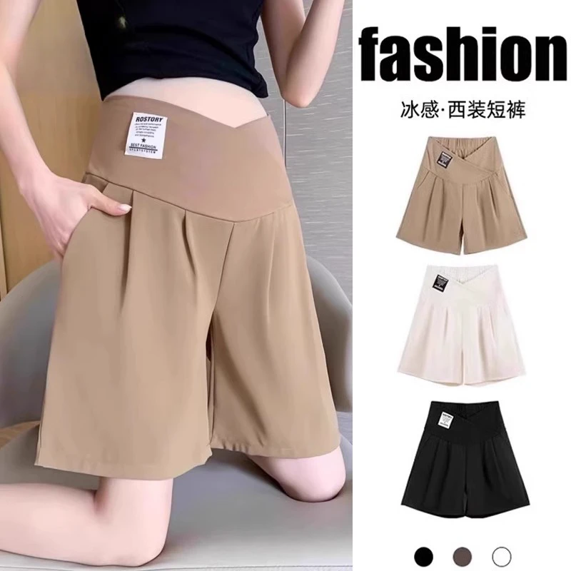 孕妇西装裤夏季款外穿短裤2024新款五分休闲裤子孕早期阔腿裤大码