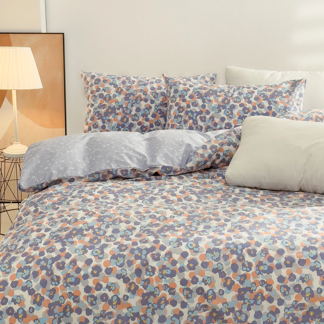 高品质月影花100％纯棉斜纹床上用品全棉四件套清新碎花四季款