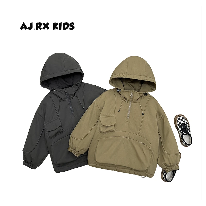 【迪哥】冬装儿童纯色口袋设计复古保暖外套HDX3052-QQQQ