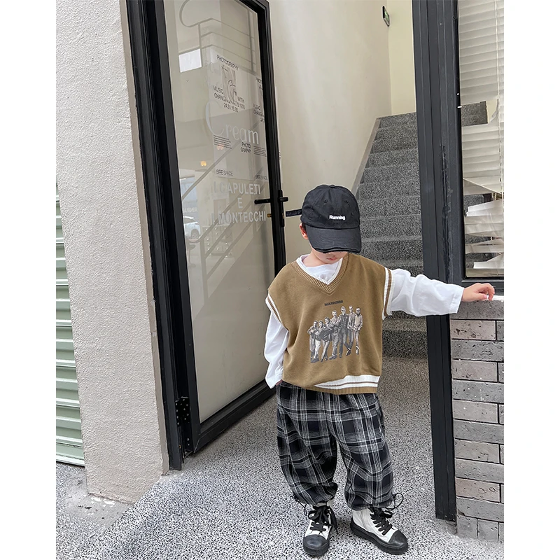 【小首尔】现货-qc7春秋装韩版美印花针织套头百搭日常马甲SJ0732