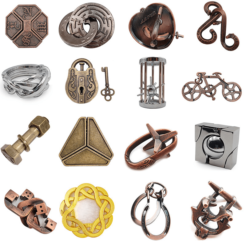 鲁班锁烧脑魔Puzzle合金成人解谜高智商儿童九连环益智玩具魔锁针