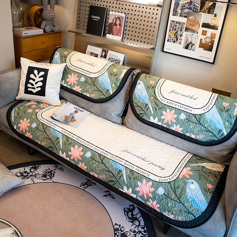 森系田园花卉沙发垫个性设计圆角沙发坐垫加厚保暖防滑沙发套罩盖