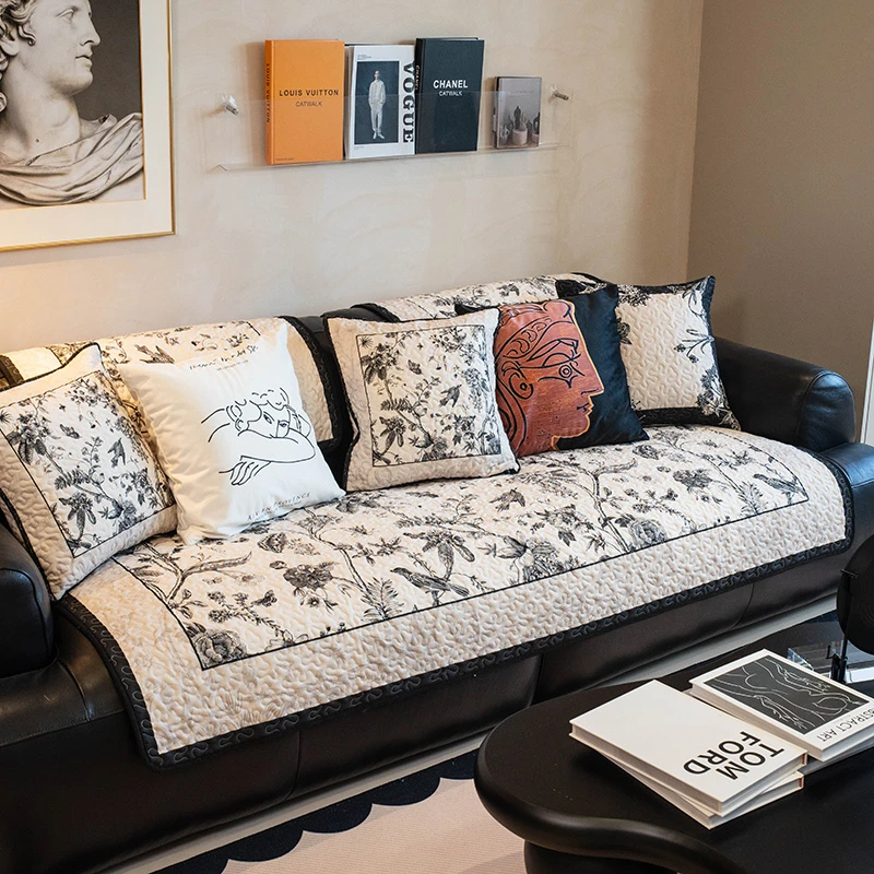 法式轻奢复古沙发垫四季通用防滑坐垫客厅皮沙发套罩盖可水洗定制