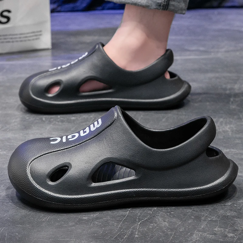 洞洞鞋男款旅游包跟洞洞鞋踩屎感男士凉鞋潮流包头高颜值厚底拖鞋