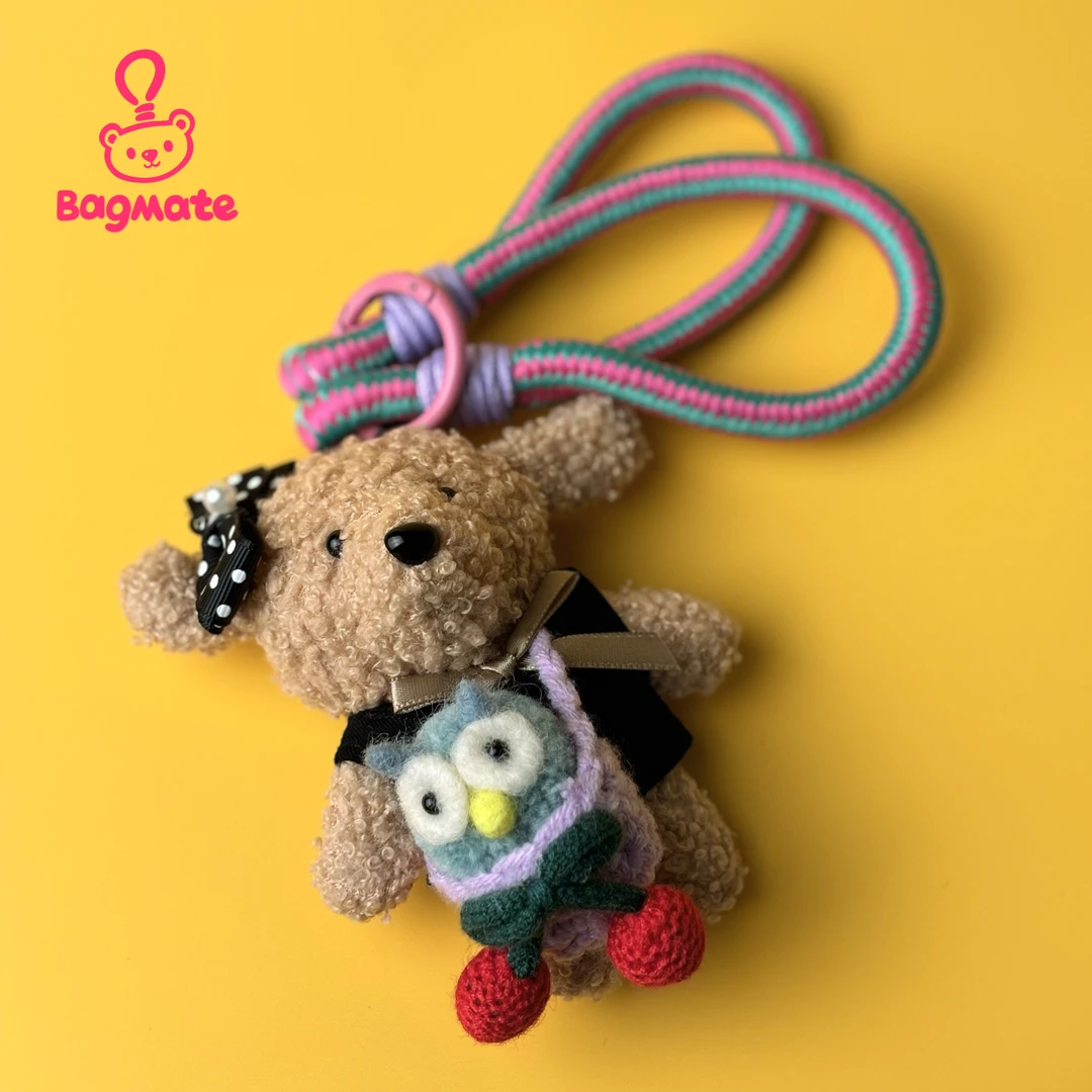 韩国原创手工可爱猫头鹰小熊玩偶挂件礼物创意包挂车挂钥匙扣