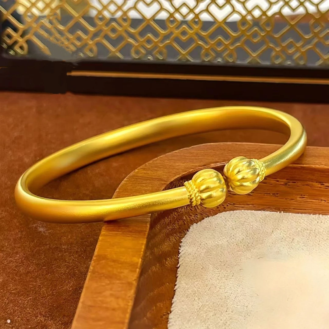 铜合金手镯 I高定I 南瓜对珠开口镯时尚古风精美