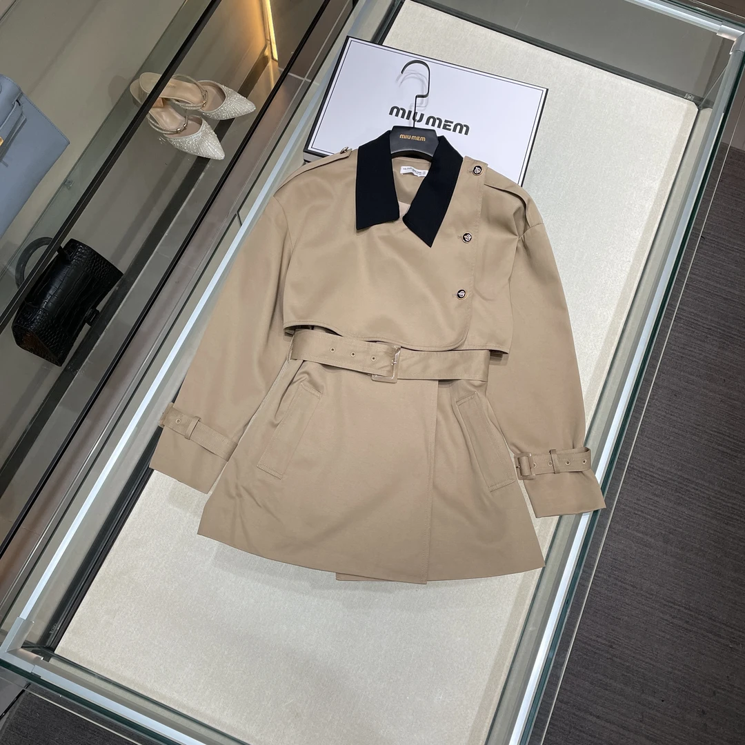 早秋新卡其色风衣外套中长款设计感收腰韩系大衣DY2181