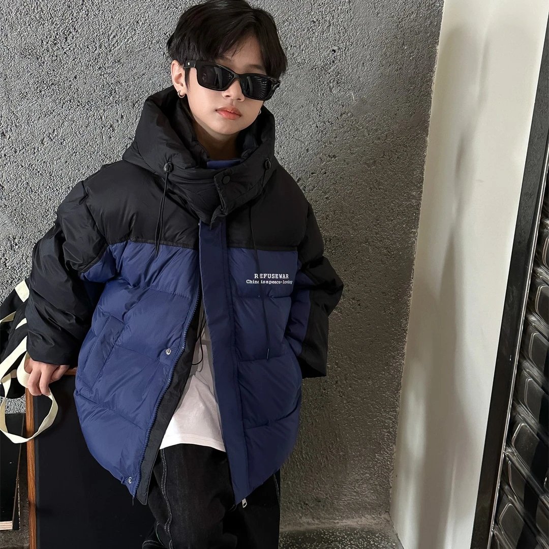 儿童反季羽绒服2023新款男童连帽加厚外套女童时尚冬季休闲衣服潮