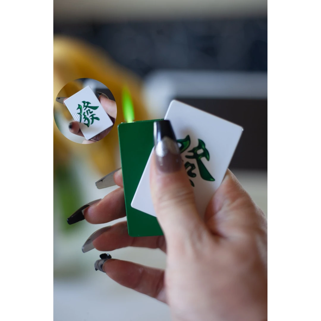 （玄二火机）发财侧滑防风打火机绿色火焰创意炫酷国潮网红