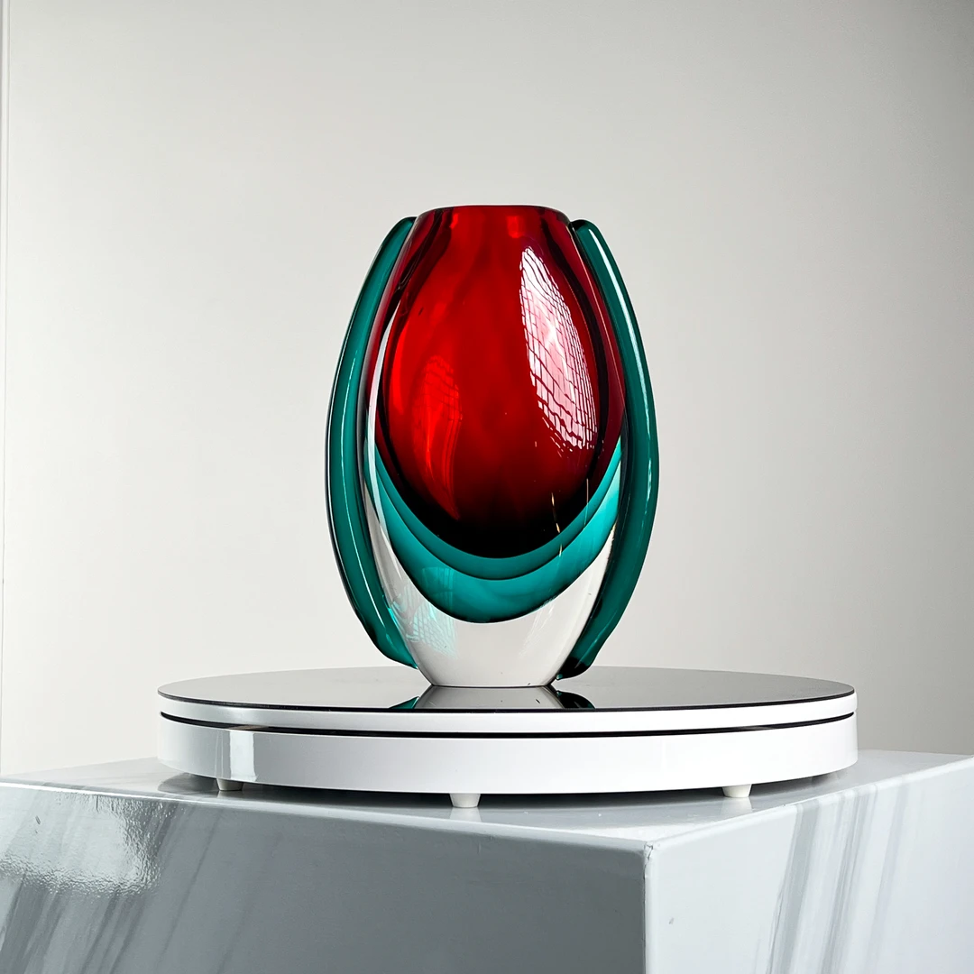 巴比特美学【红蓝色双耳花器】意式极简现代轻奢简约纯手工水晶琉璃