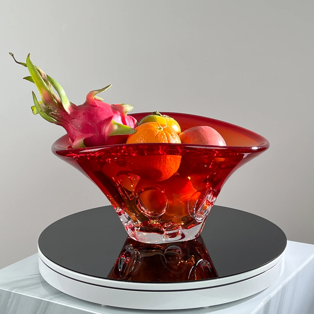 巴比特美学【大气泡果盘】意式极简现代简约轻奢果盘纯手工水晶琉璃