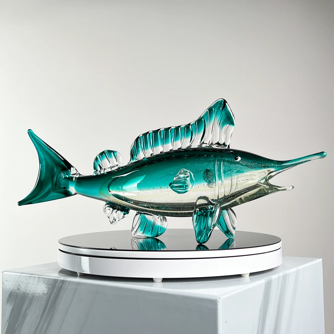巴比特美学【蓝色剑鱼】纯手工制作水晶琉璃轻奢极简风格