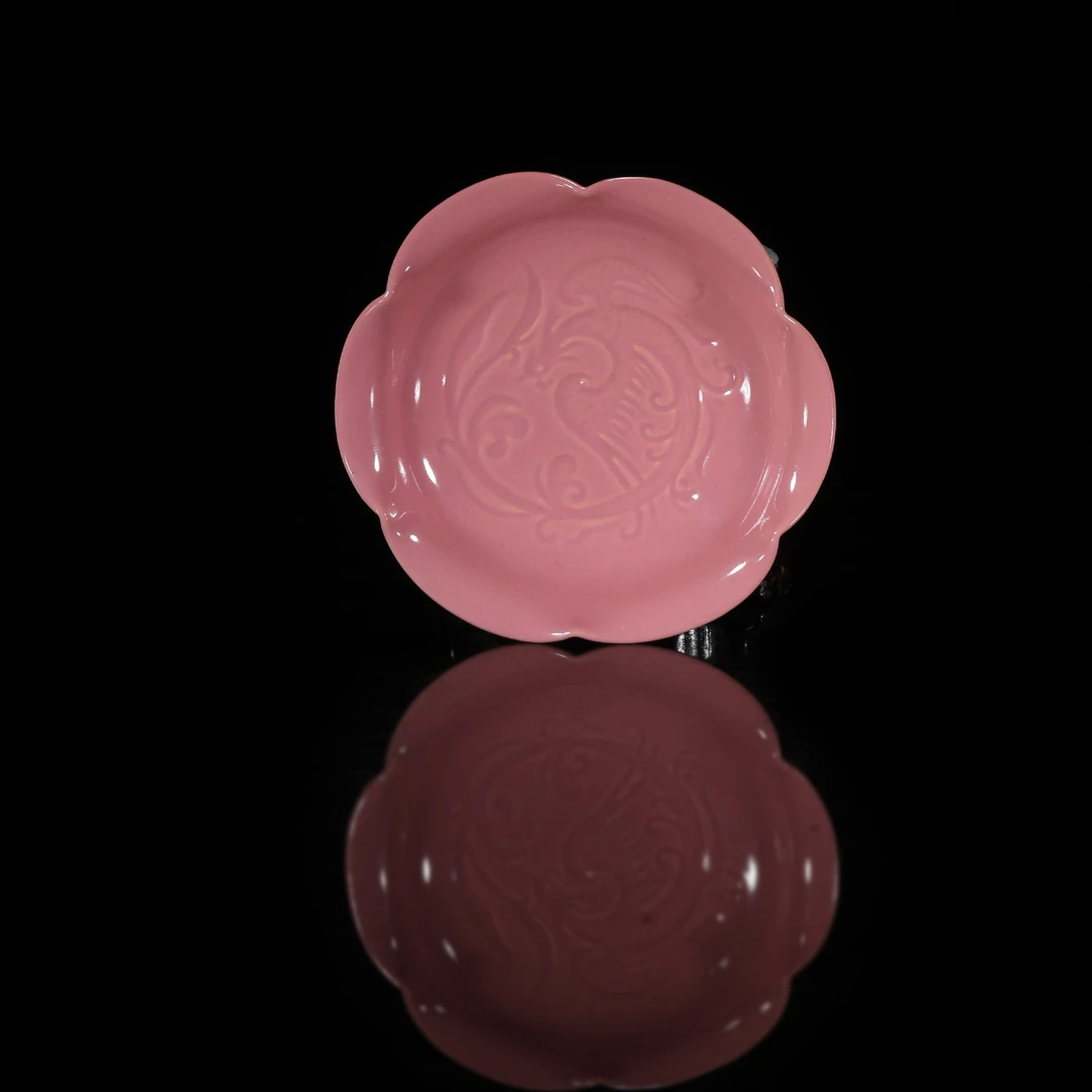 【宜景窑新粉福利】宝石入釉手工杯垫壶承凤凰图案宜兴原矿紫砂段泥