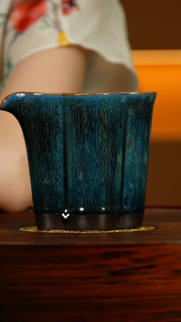 【闪购商品】杯【宜景窑天目釉蓝釉系列】竹节公道