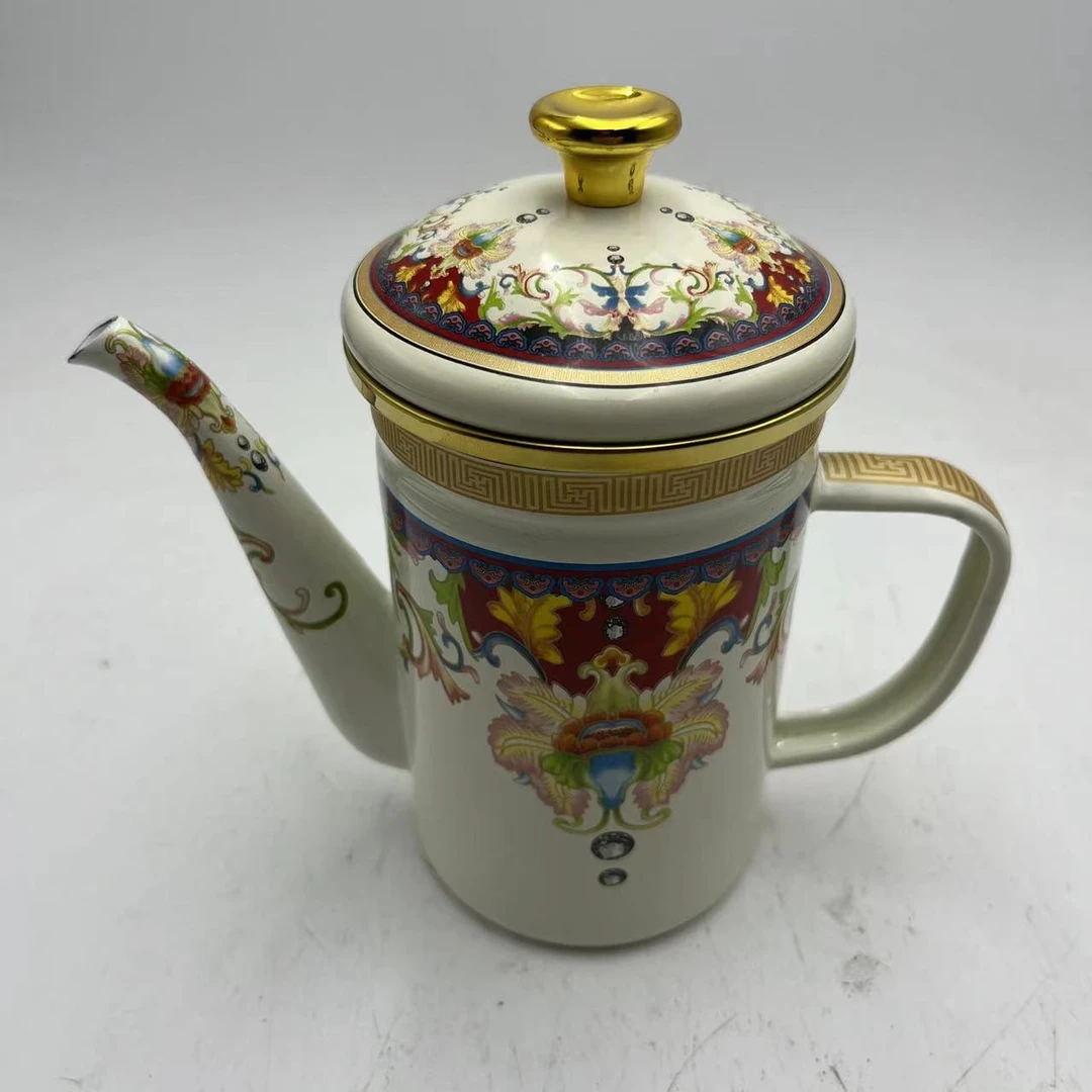 600ml珍品搪瓷珐琅油壶带滤网