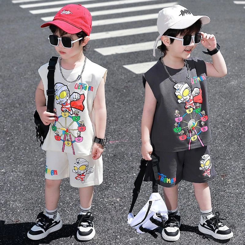 【沫沫家】奥特曼男童夏装儿童时髦无袖套装夏季男孩洋气夏天背心