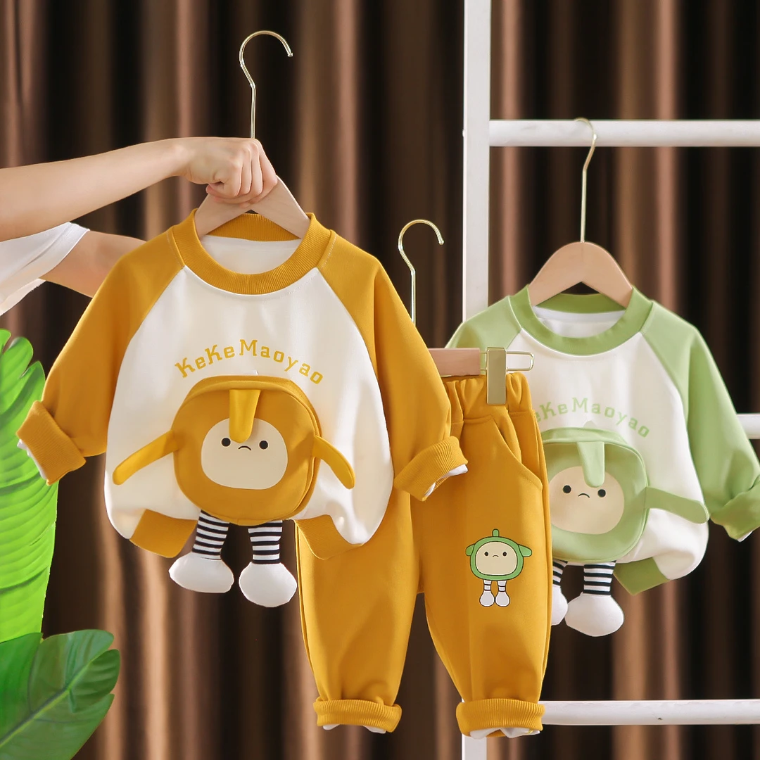 【沫沫家】儿童套装秋装时髦洋气儿童装宝宝卡通圆长袖领两件套