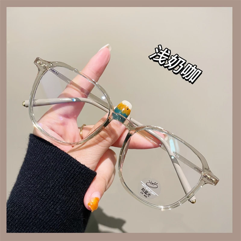 韩版潮防蓝光无度数超轻近视透明眼镜框女素颜圆脸可配度数显脸小