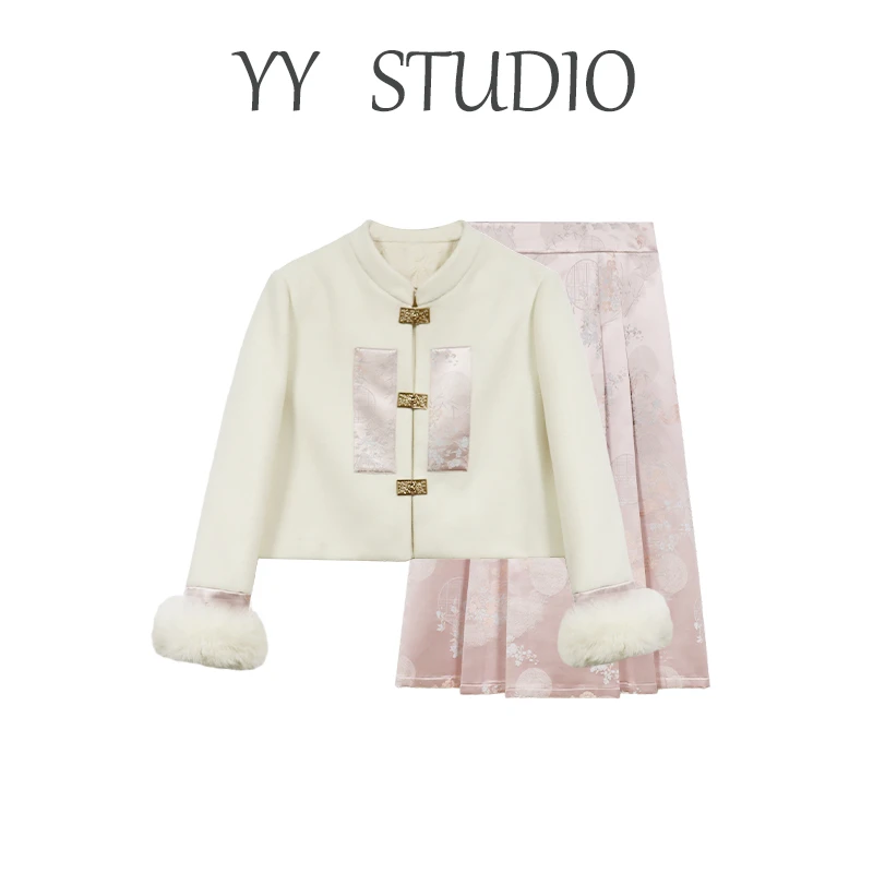 DM16272【落花雨】秋冬季新中式两件套经典减龄古风百搭套装