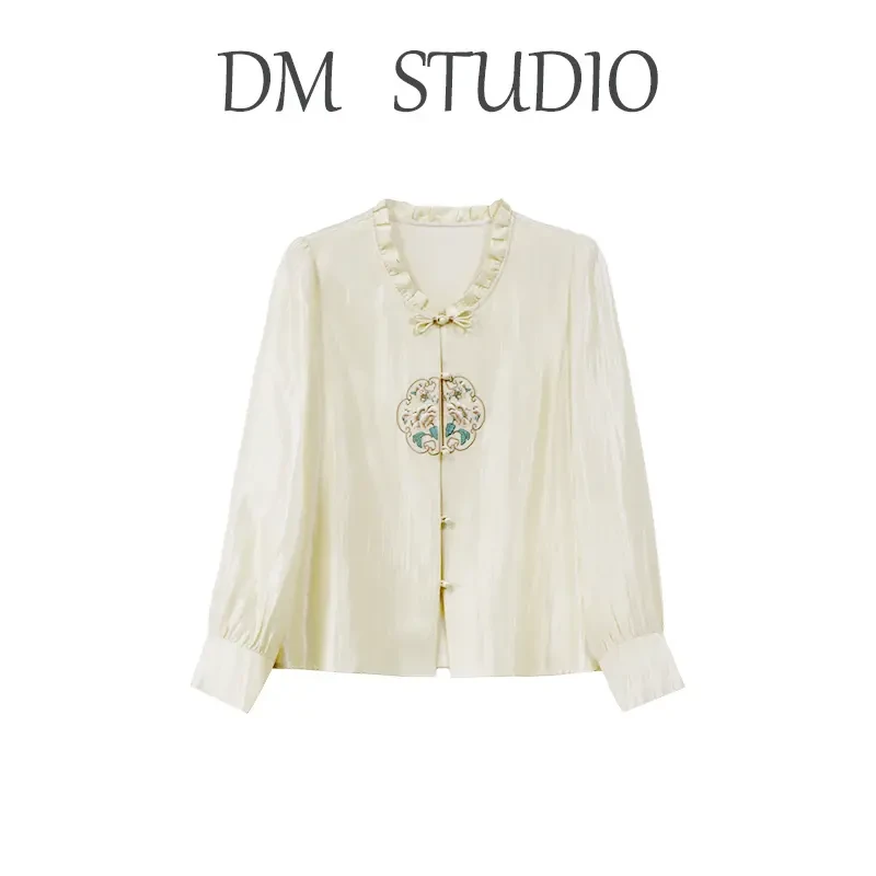 DM16923【兰亭序】新中式百搭修身精致耐看时尚好穿显瘦温柔上衣