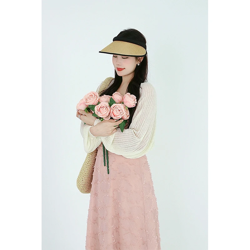 DM19256蛋妹大码女夏季胖mm针织衫温柔法式时尚质开衫