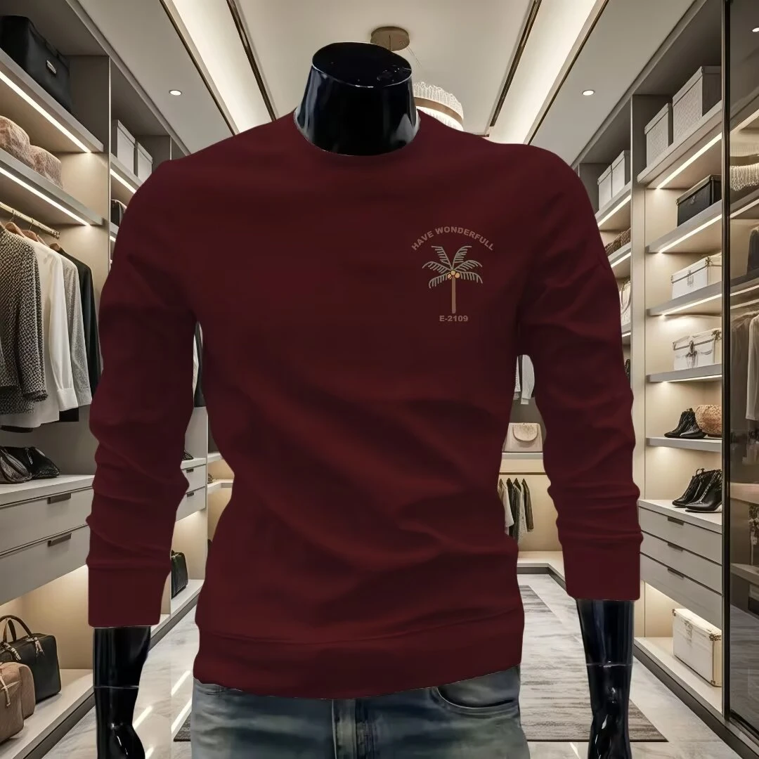 秋冬时尚新款男士高级潮牌圆领卫衣百搭休闲帅气青年长袖品质上衣