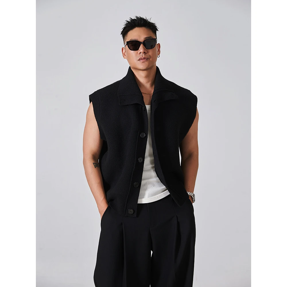 宋春江同款 秋季小众设计师款无袖针织开衫背心叠穿百搭马甲坎肩