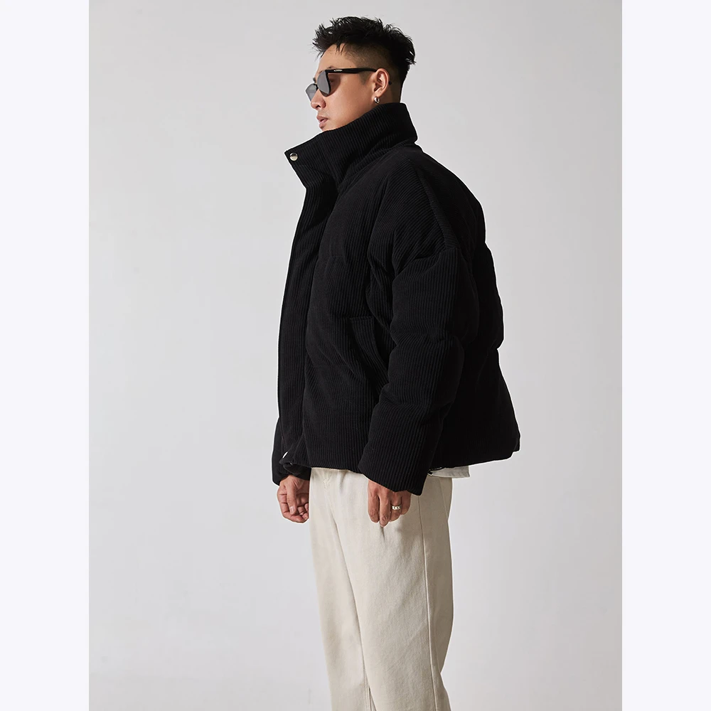 宋春江同款 冬季保暖高级感棉衣简约宽松灯芯绒加厚立领面包服