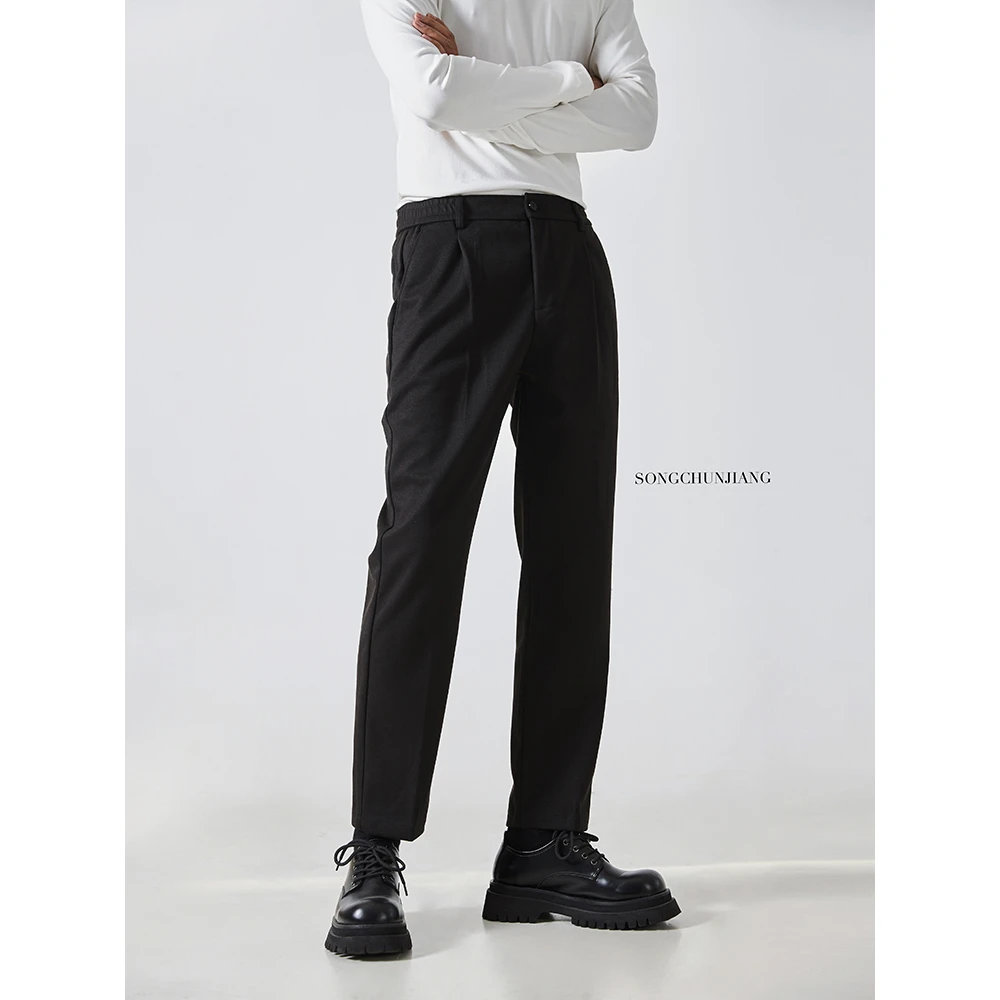 宋春江同款 秋冬新款毛呢西裤垂感修身商务通勤保暖加厚直筒长裤