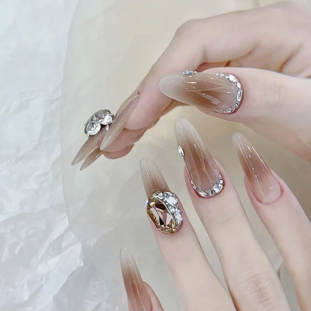 寻觅纯手工光疗美甲贴果冻贴片指甲穿戴甲简约梯形重复