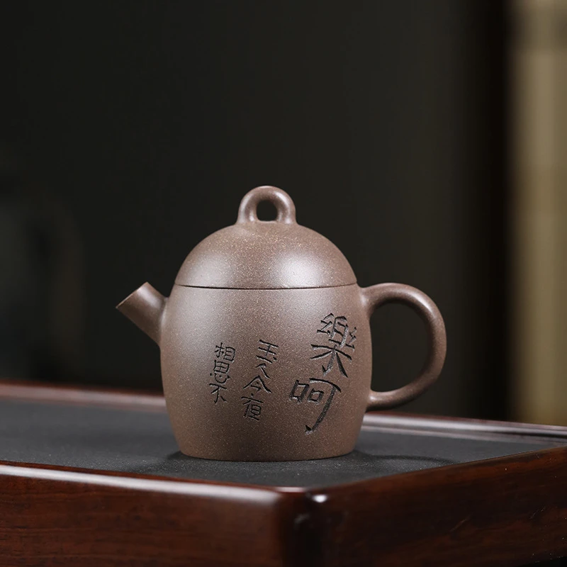 代理紫砂壶宜兴手工陶刻绘茶壶原矿青灰段泥钢炮嘴秦权壶茶具
