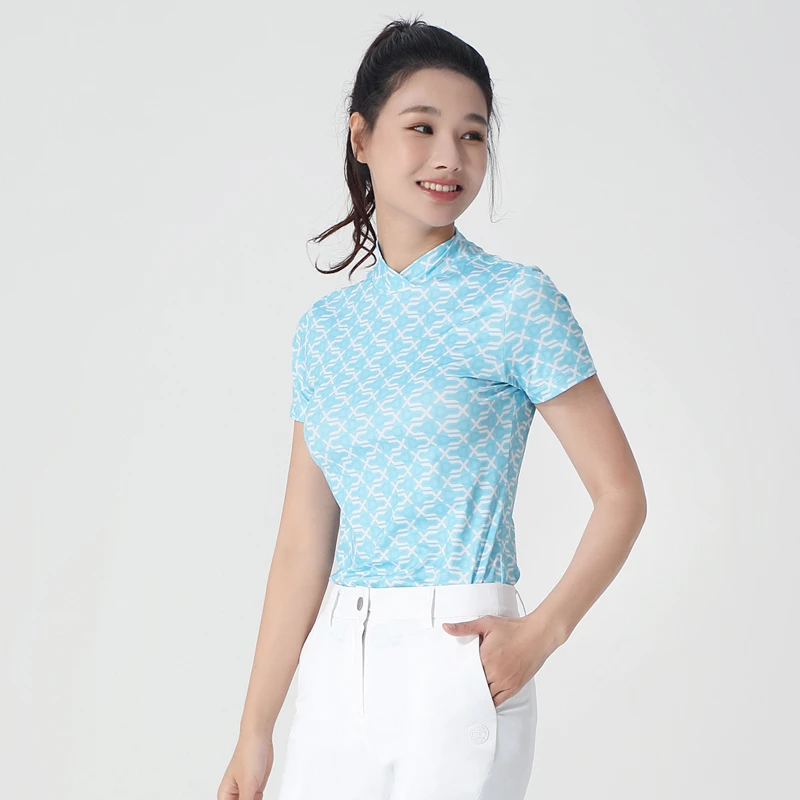 DEXGOLF高尔夫女士短袖T恤夏季3078个性logo印花T恤弹力速干百搭