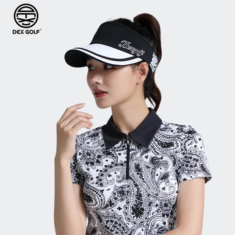 DEXGOLF高尔夫球帽无顶帽时尚艺术字logo遮阳帽户外运动帽可调节