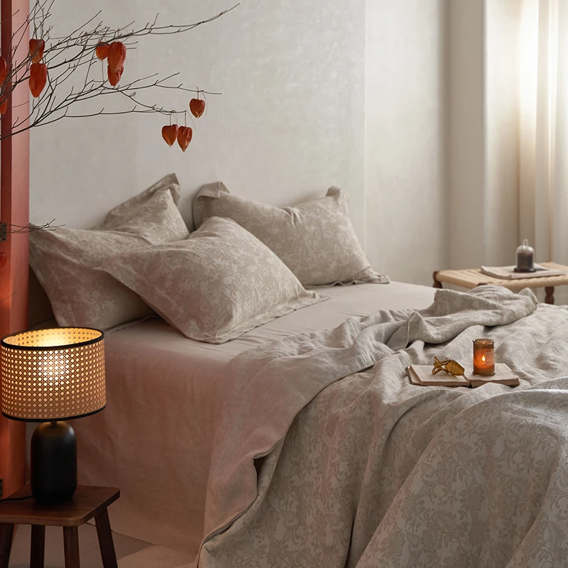 【亚麻提花被】2025新款可水洗加厚棉麻纤维被北欧复古风外贸订单