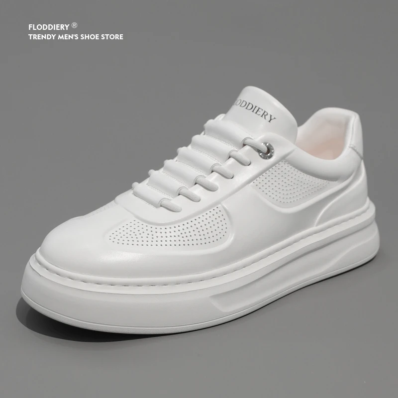 F24026新款夏季透气小白鞋男款潮鞋白色爆款增高厚底百搭休闲男鞋