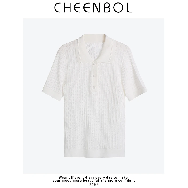 3165针织衫夏季2025新款polo领小衫纽扣高级设计感别致短袖针