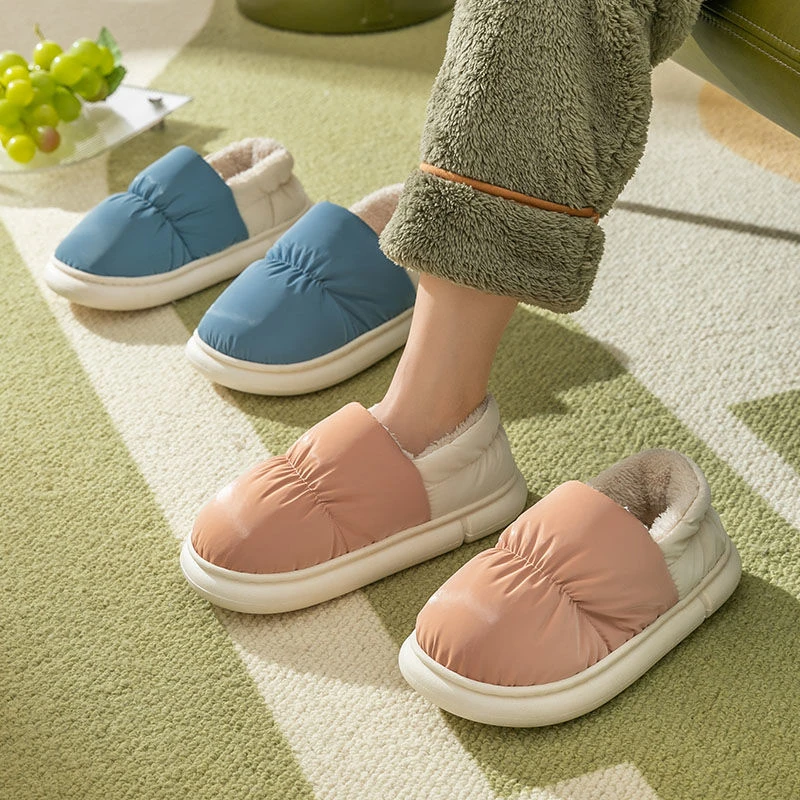 【微瑕疵】棉拖鞋秋冬季外穿加绒室内保暖厚底防水包跟月子鞋女7236