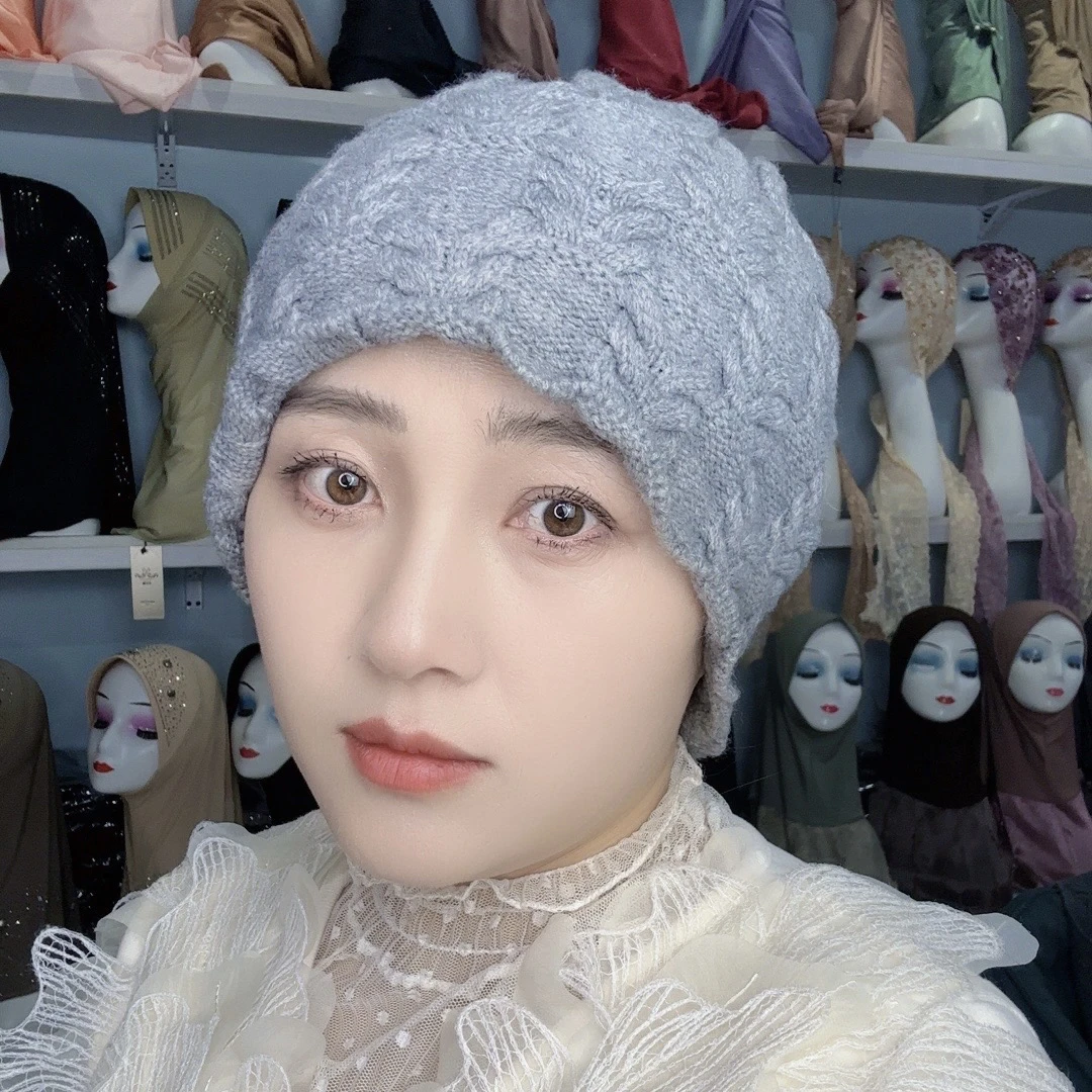 冬季麻花针织毛线保暖帽子