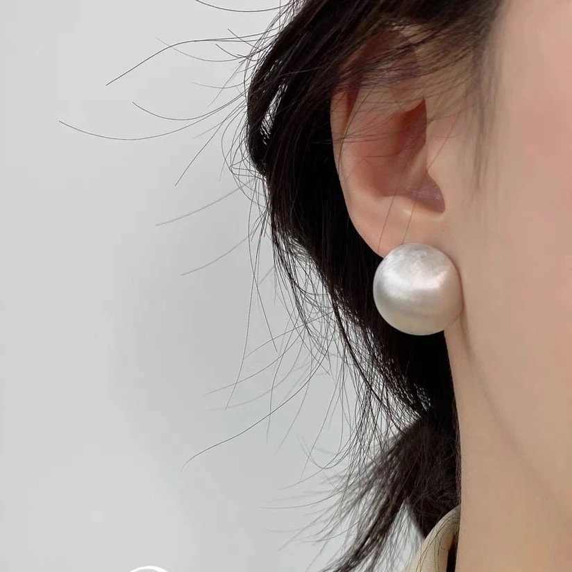 铜合金耳饰 金属拉丝质感耳钉欧美夸张圆球耳钉设计感港风耳饰-69
