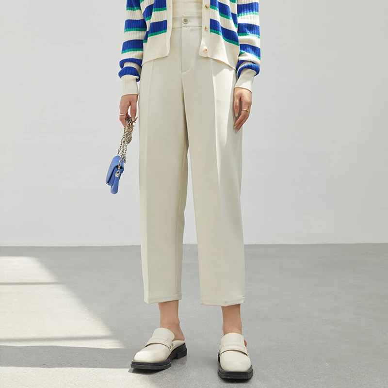 独束22DS3186大码微胖m小脚女装锥形裤简约百搭显瘦休闲女裤子