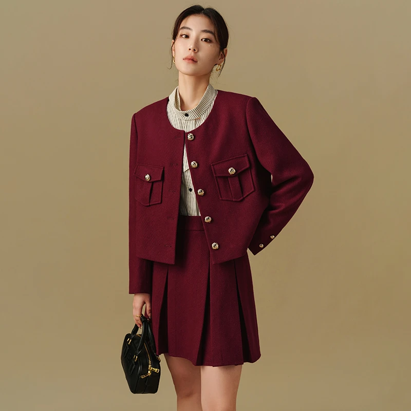 独束【小余专属】独束大码女装高阶小香毛呢套装24DS84428/84513