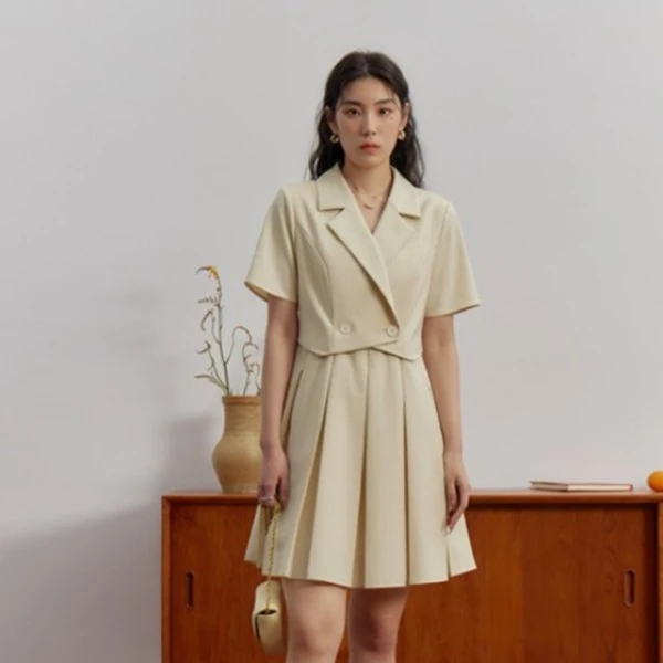 独束微胖MM大码女装休闲通勤风假两件连衣裙显瘦裙子23DS82251