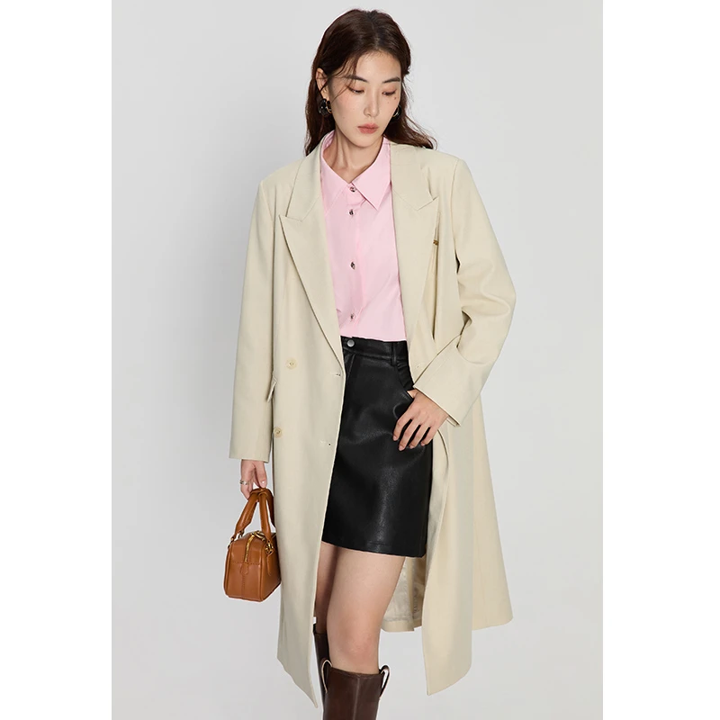 独束大码女装正肩气质中长款西装大衣通勤百搭微胖m外套24DS83270